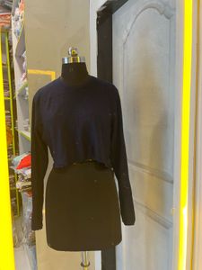 Navy Blue Cropped Sweater