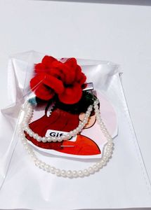 Floral Hair Clips with Pearl Chain