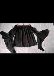 Off-Shoulder Black Flare Top