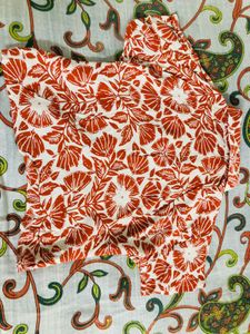 Crop Red Floral Print Blouse