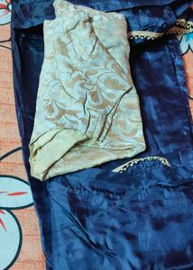 Elegant Navy Blue Saree With Boat Neck Blouse