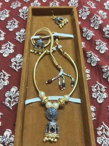 Exquisite Pearl &amp; Jhumka hansli Necklace Set