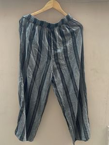 Blue Striped Wide Leg Pants