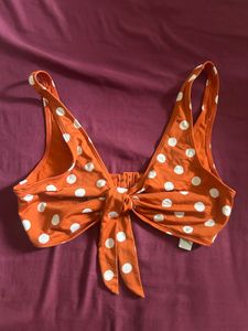 Cute Orange Polka Dot Bikini Top