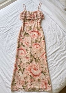 Floral Ruffle Strap Maxi Dress