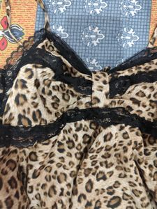 Leopard Print Lace Trim Top