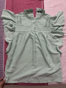 Mint Green Ruffle Sleeve Top