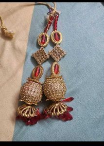 Boho Red &amp; Gold Tassel Dangles