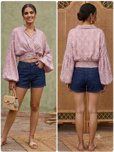 Stylish Pink Printed Crop Top