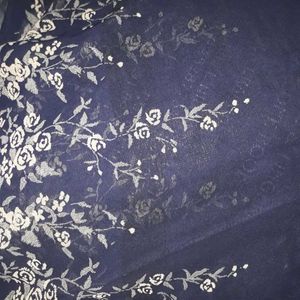 Elegant Navy Floral Dupatta/Material