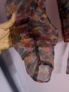 Only Sheer Floral Print Button-Up Blouse