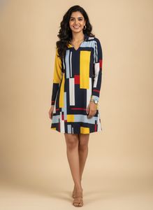 Colorful Geometric Print Mini Dress