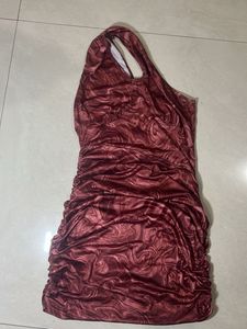 Burgundy One-Shoulder Bodycon Dress