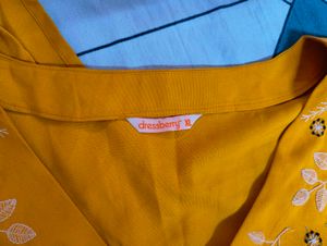 Yellow Kurta Set with Floral Embroidery