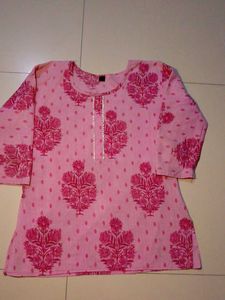 Pink Floral Print Kurta