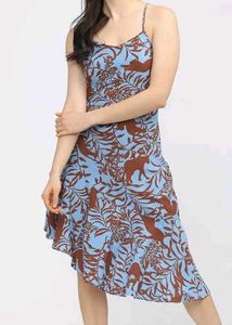 Cute Blue &amp; Brown Floral Print Dress 🩵🤎