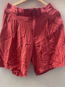 Stylish Red Linen Shorts