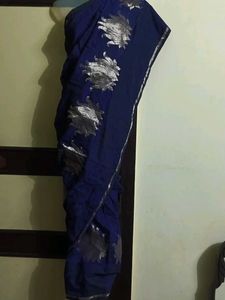 Regal Purple Silk Fabric with Copper Zari Motifs