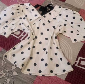 Polka Dot Peter Pan Collar Top