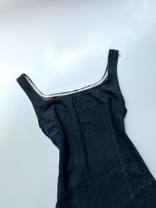 Denim fitted ruffle dress