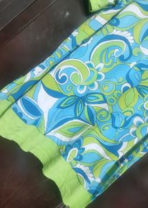 Green &amp; Blue Printed Top For Woman 46 Bust
