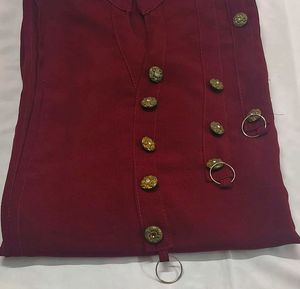 Maroon Kurta with Decorative Buttons