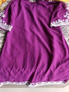 Elegant Purple Kurta with White Embroidery