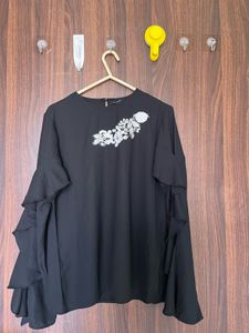 Elegant Black Ruffle Sleeve Top