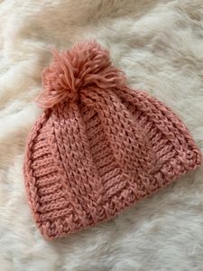 Cute Pink Knit Beanie Winter Hat