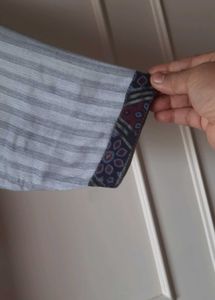 Elegant Striped Kurti with kalamkari hands