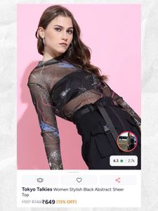 Mesh Abstract Print Top