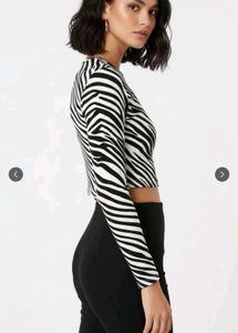 Trendy Zebra Print Long Sleeve Top