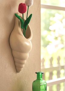 Vintage Ceramic Shell Vase With Tulip Flowers 🌷🌷