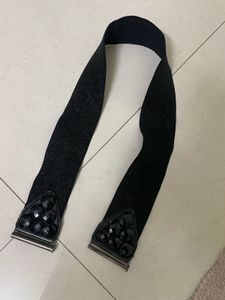 Sparkly Elastic Belt with Black Gem Detail
