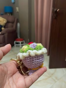Crocheted Cupcake Keychain