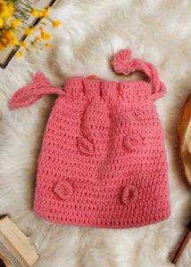 Cute Pink Crochet Pouch