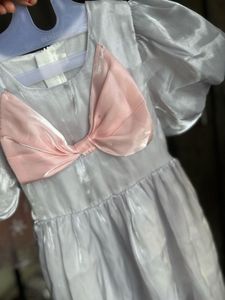 Sparkling Puff Sleeve Dress with Bow
