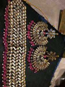 pink kundan jewellery set gold