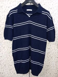 LYDIAVINE Men's knitted Striped Polo Shirt