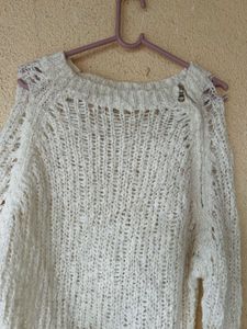 White Knit Pullover Sweater