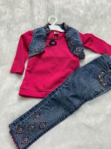 2-4 yrs girl unused top jeans