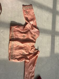 Maroon Silk Saree with peach blouse