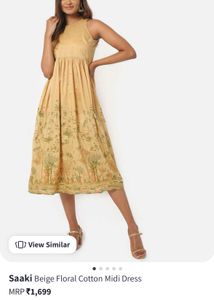 Pretty Beige Gold  Midi Dress
