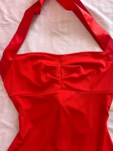 Chic Halter Neck Red Mini Dress
