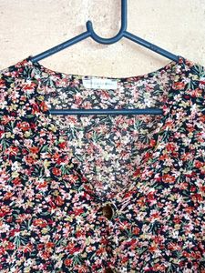 Floral Print Button-Up Blouse