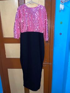 Sparkly Pink Sequin Long Sleeve Maxi Dress