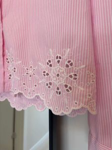 Zara Pink Striped Lace Collar Crop Top