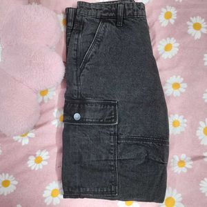 Charcoal Denim Cargo Jeans.