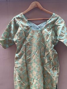 Elegant Teal &amp; Gold Brocade Kurta