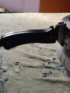 A silver pressure cooker